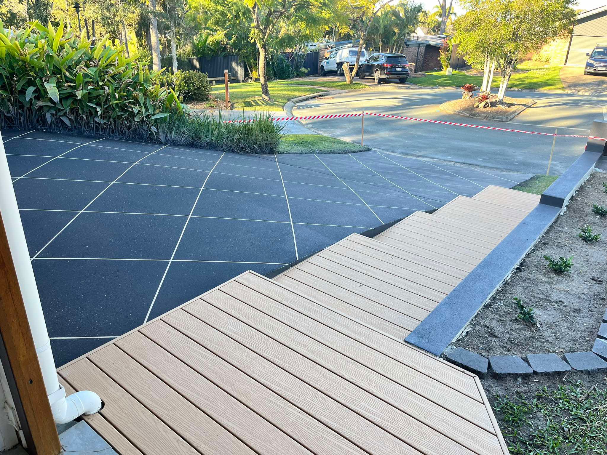Diamond concrete stencil finish
